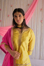 Mini Saifi in Marigold Yellow Tissue with Garara.