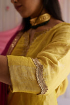 Mini Saifi in Marigold Yellow Tissue with Garara.