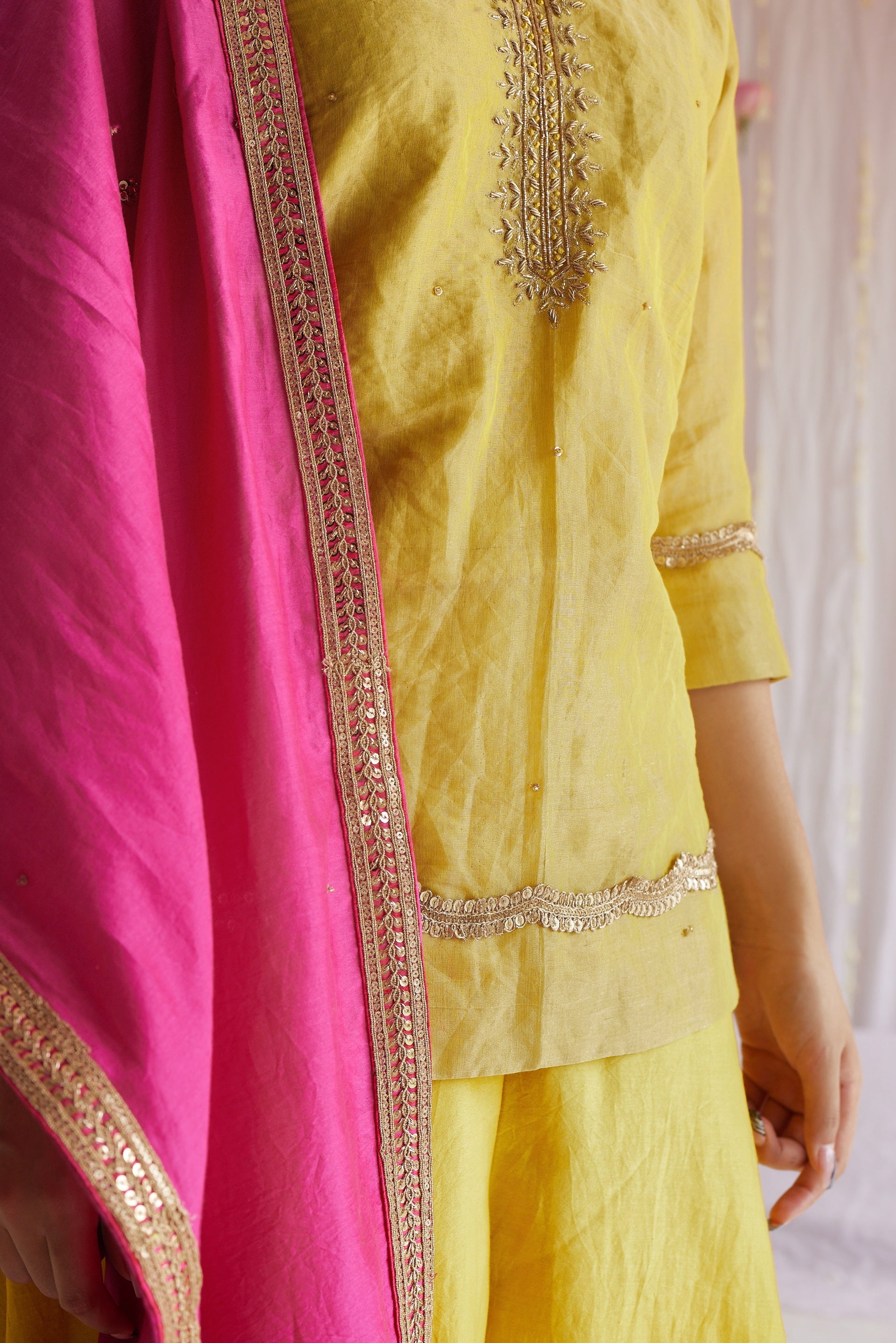 Mini Saifi in Marigold Yellow Tissue with Garara.
