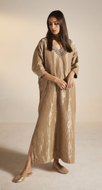 Shahi Kaftan in Champagne Grey Tissue