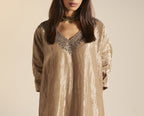 Shahi Kaftan in Champagne Grey Tissue