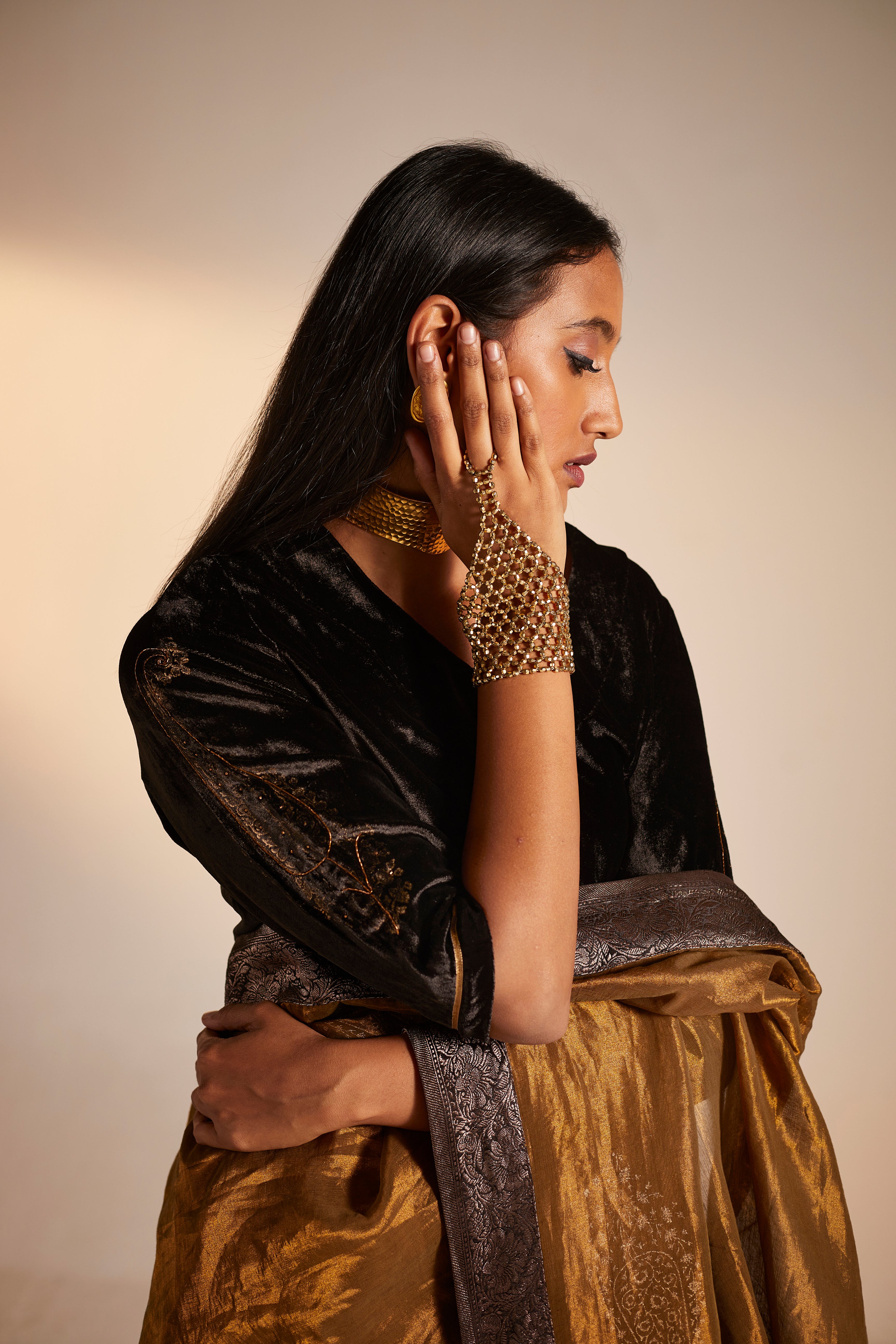 Nina Blouse in Black Velvet