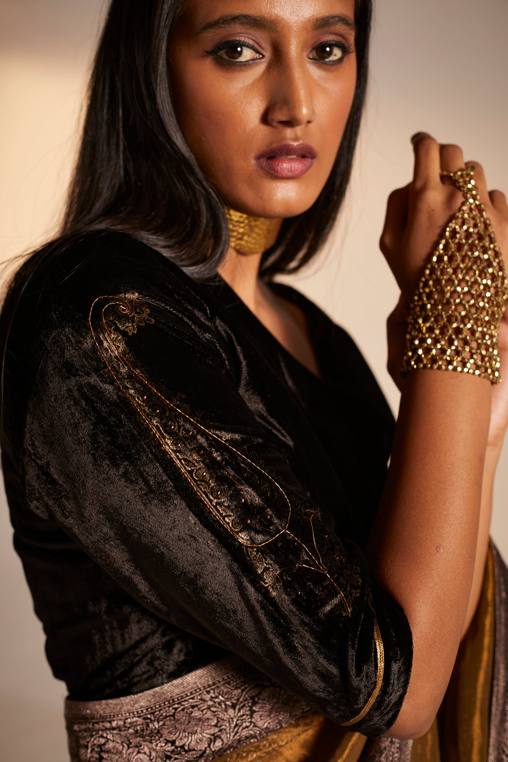 Nina Blouse in Black Velvet