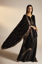 Dupatta in embroidered Black Velvet