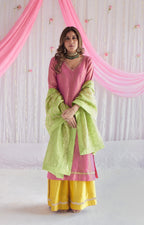 Dupatta in Citrus Green Gota Chanderi