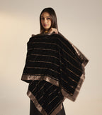 Dupatta in embroidered Black Velvet