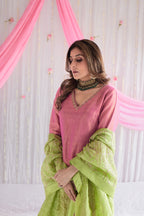 Anu Kurta in Fuchsia Pink Tissue with Sharara.