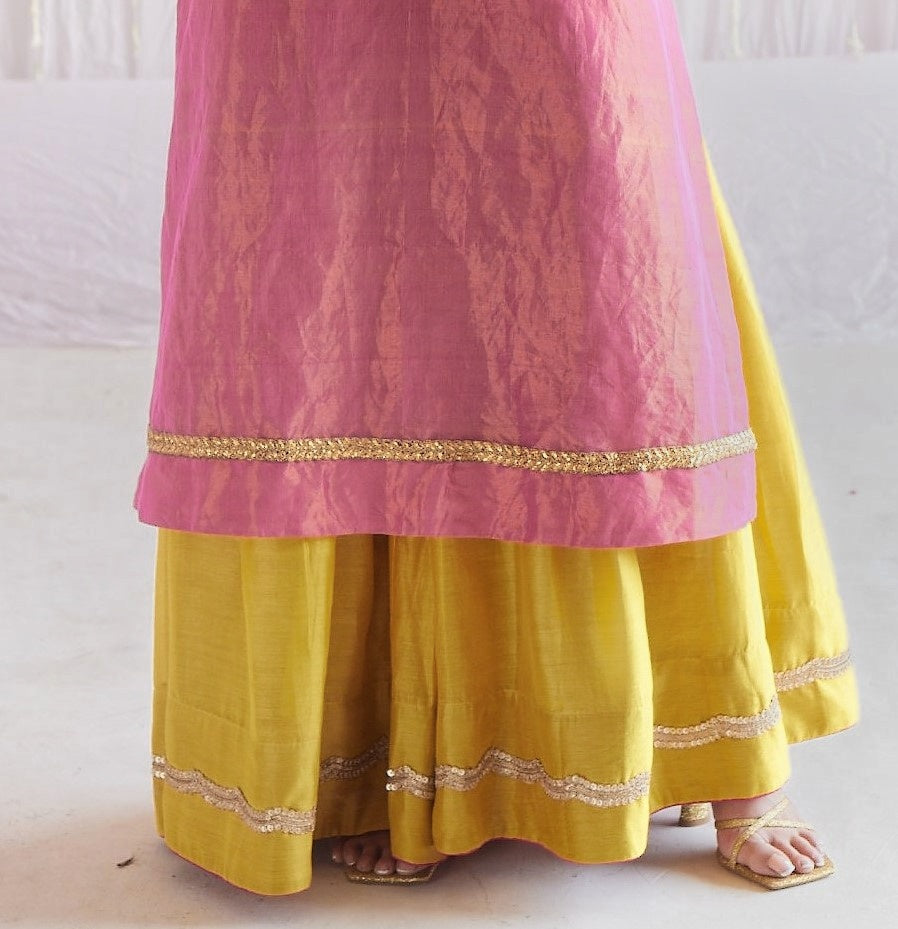 Anu Kurta in Fuchsia Pink Tissue with Sharara.