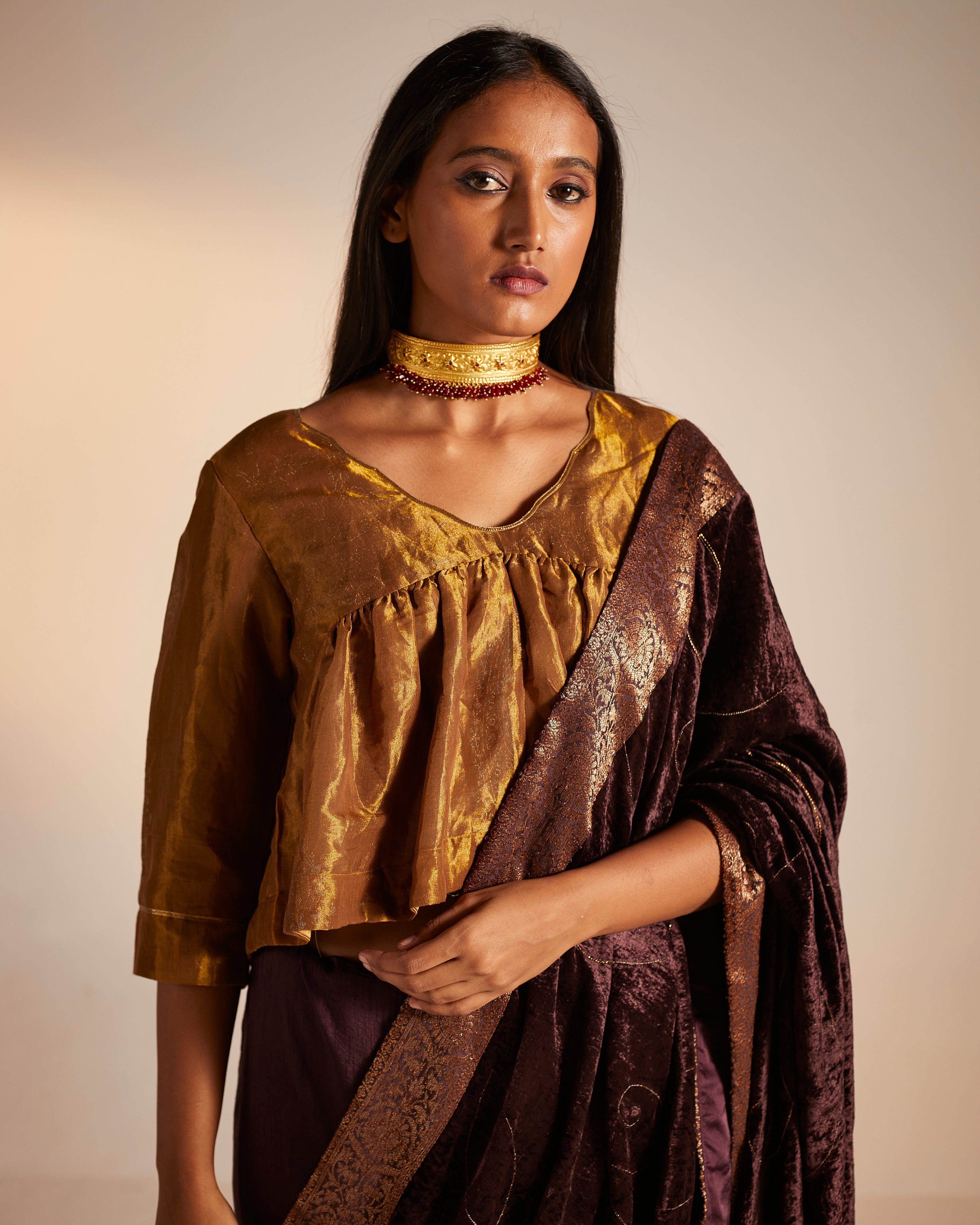 Empireline Blouse in Copper Tissue