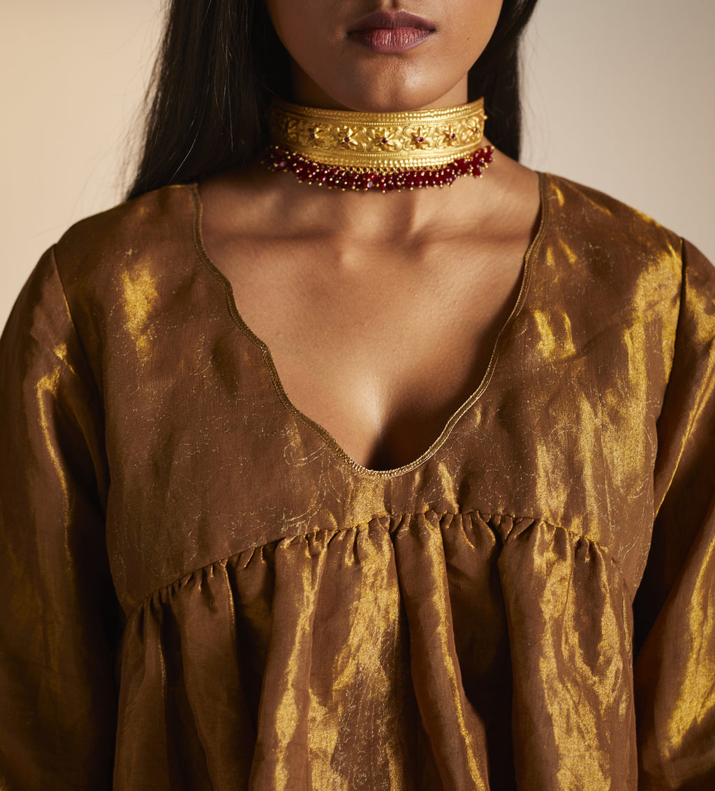 Empireline Blouse in Copper Tissue