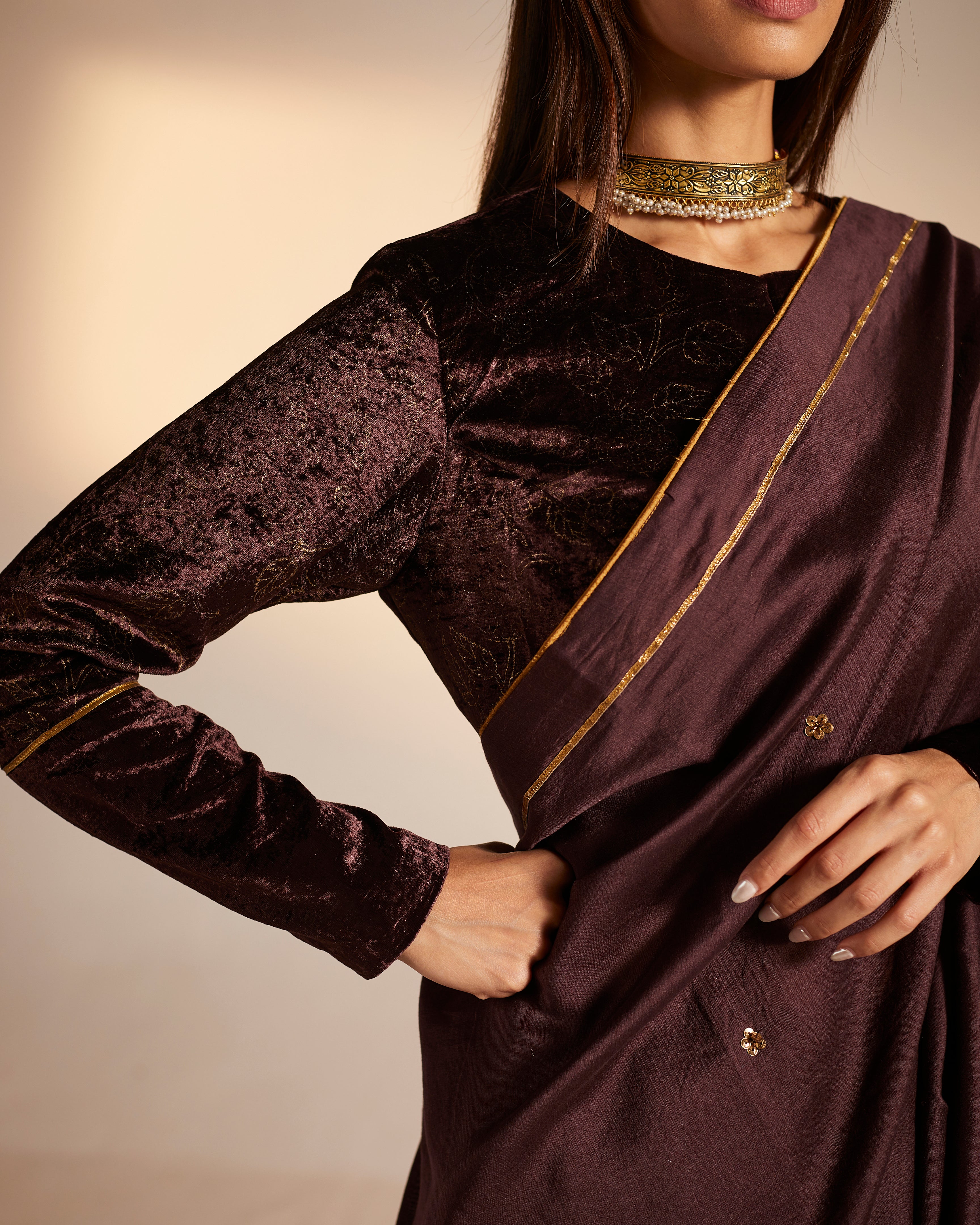 Blouse in Wine Velvet