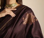 Sari in Wine Banarasi Patchwork Chanderi