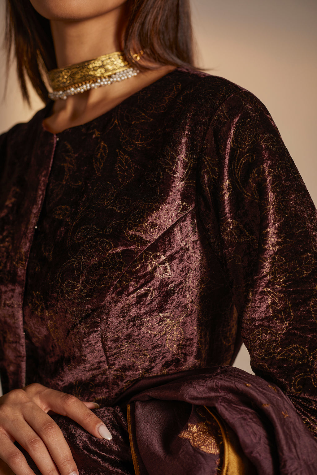 Blouse in Wine Velvet