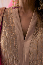 Kaftan in Pearl Beige Octa Gota Chanderi with Pants