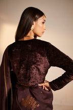 Sari in Wine Banarasi Patchwork Chanderi