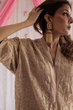 Kaftan in Pearl Beige Octa Gota Chanderi with Pants