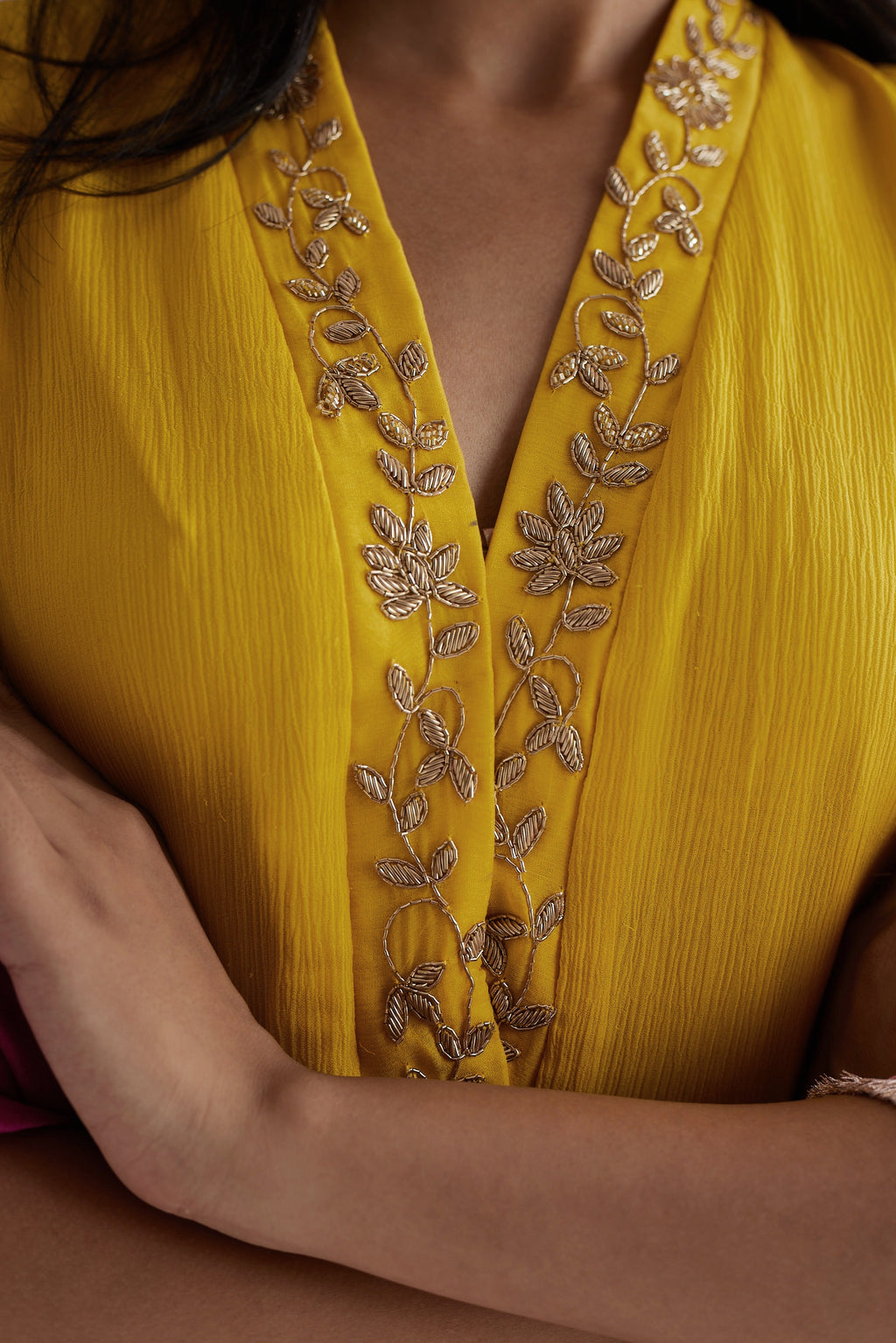 Kaftan in Marigold Yellow Chiffon