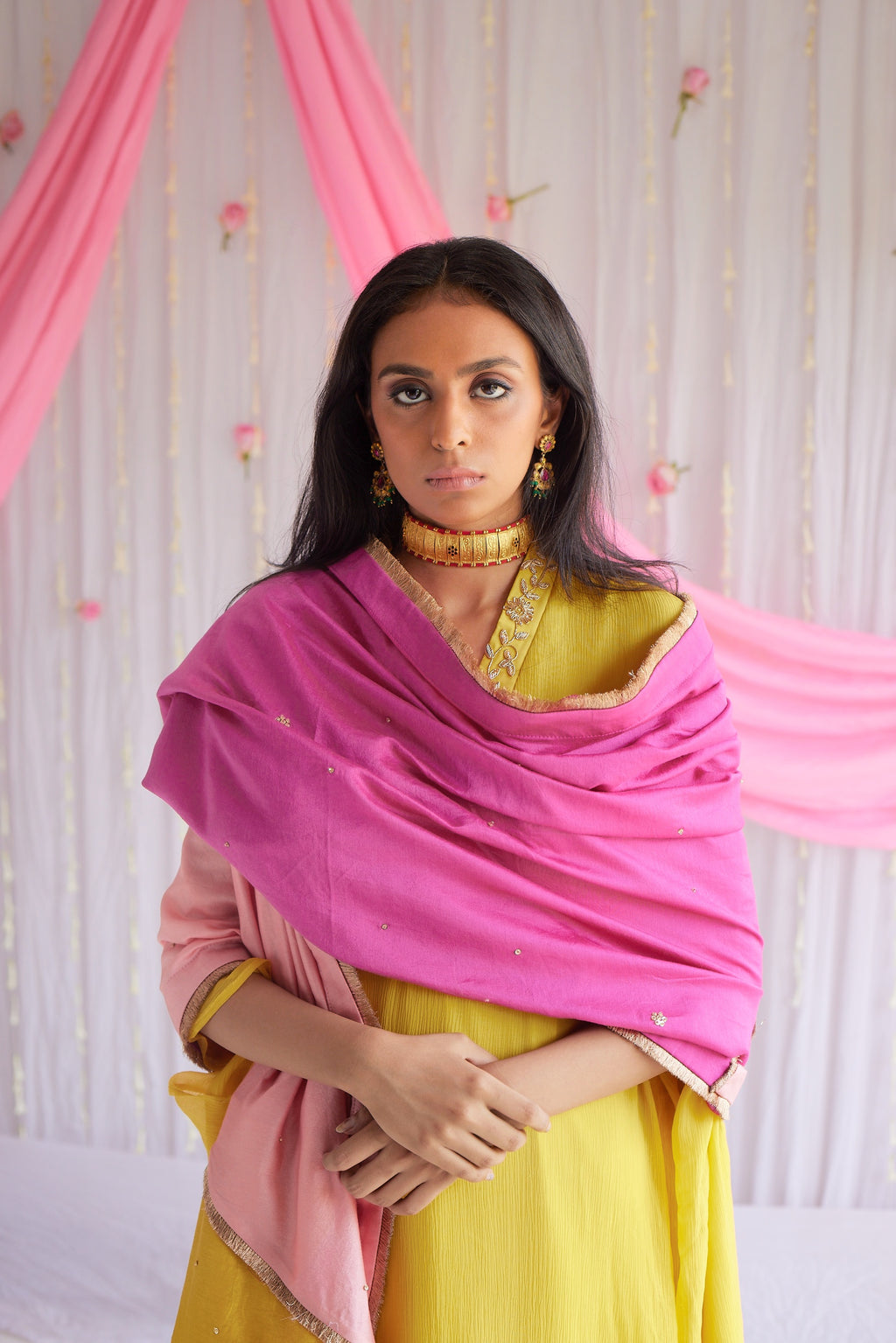 Kaftan in Marigold Yellow Chiffon