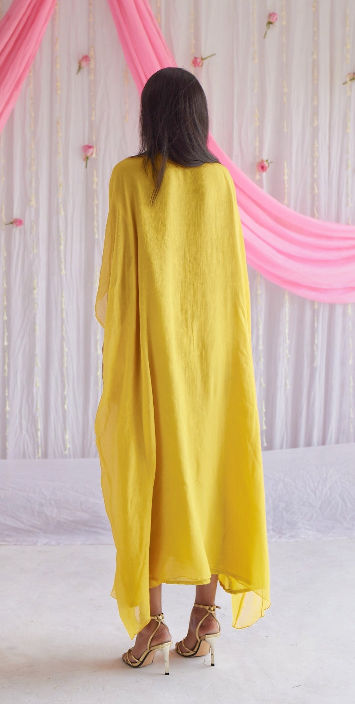 Kaftan in Marigold Yellow Chiffon