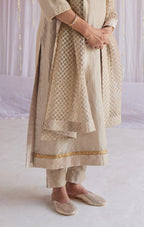 Anu Kurta in Pearl Beige Tissue with Pants.
