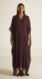 Kaftan in Wine Chiffon