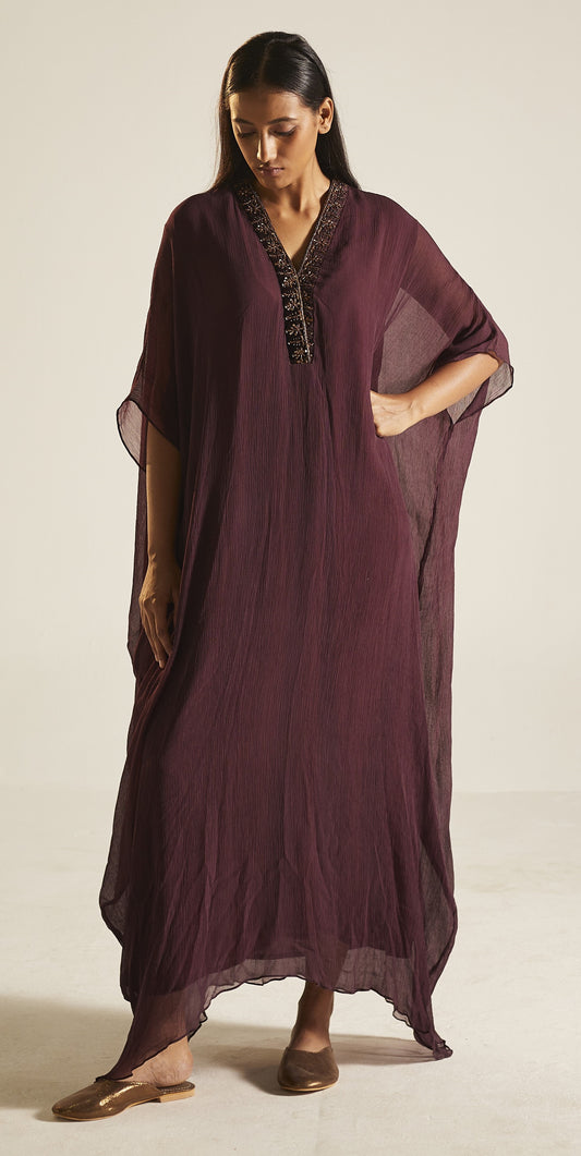 Kaftan in Wine Chiffon