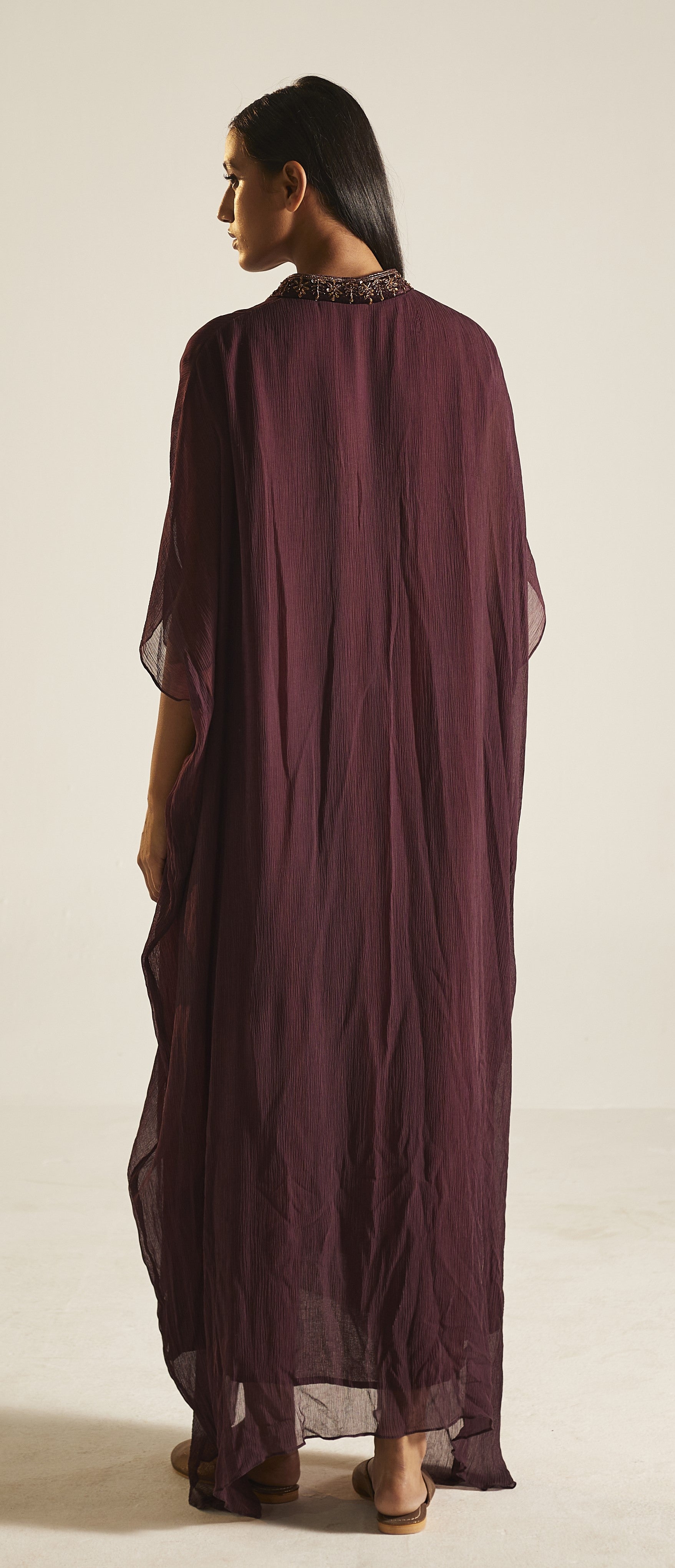 Kaftan in Wine Chiffon