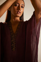 Kaftan in Wine Chiffon