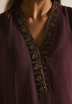 Kaftan in Wine Chiffon