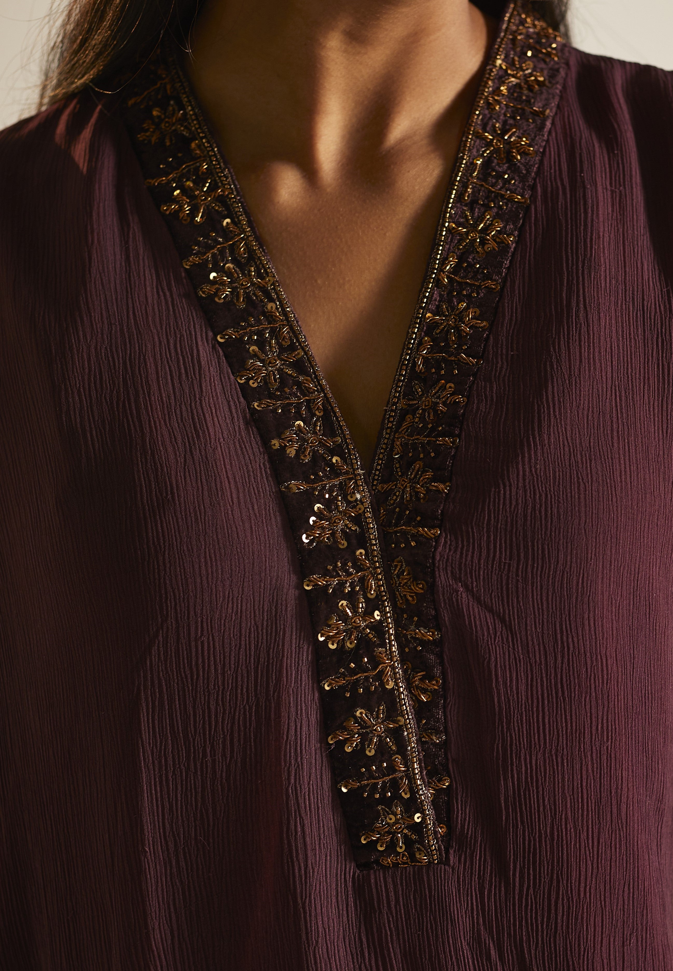 Kaftan in Wine Chiffon