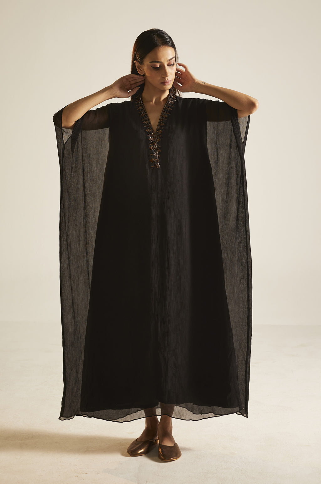 Kaftan in Black Chiffon