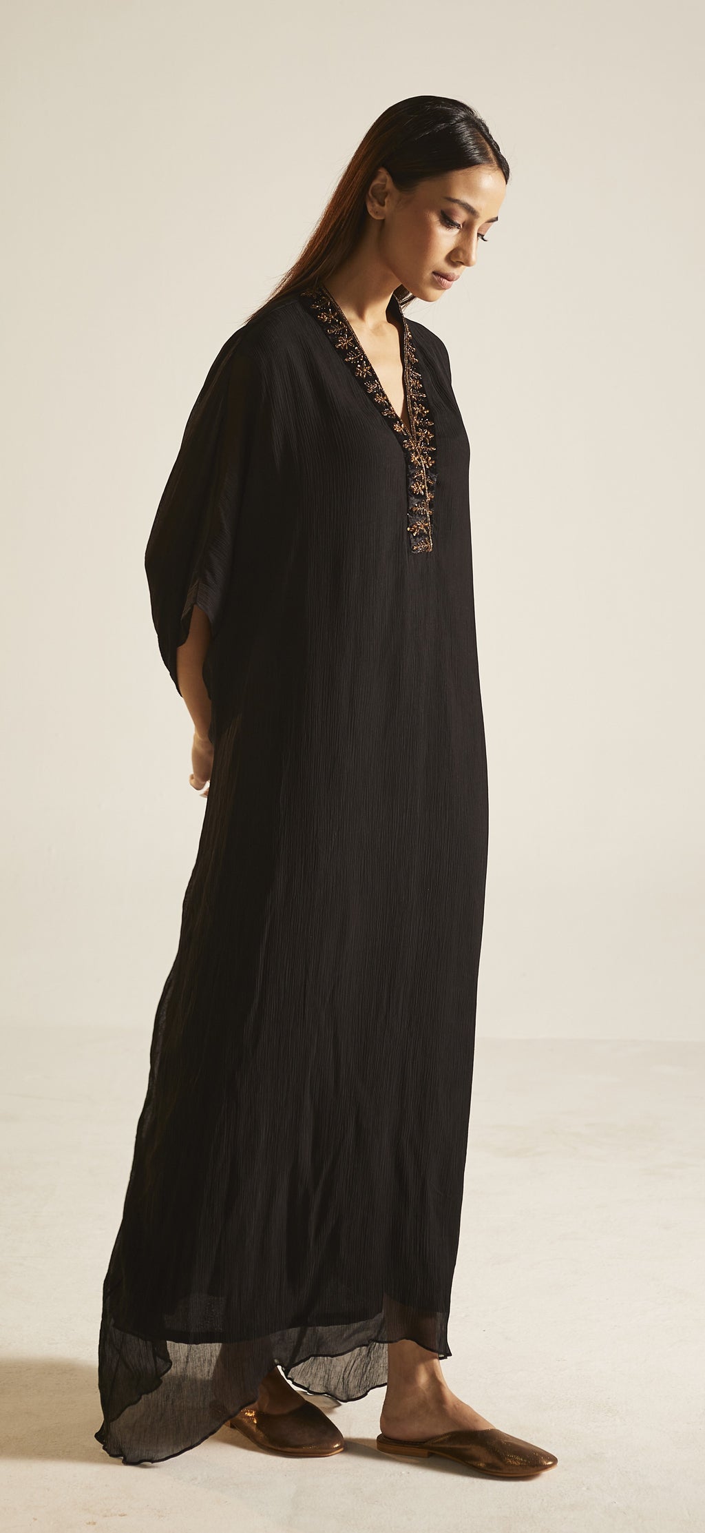 Kaftan in Black Chiffon