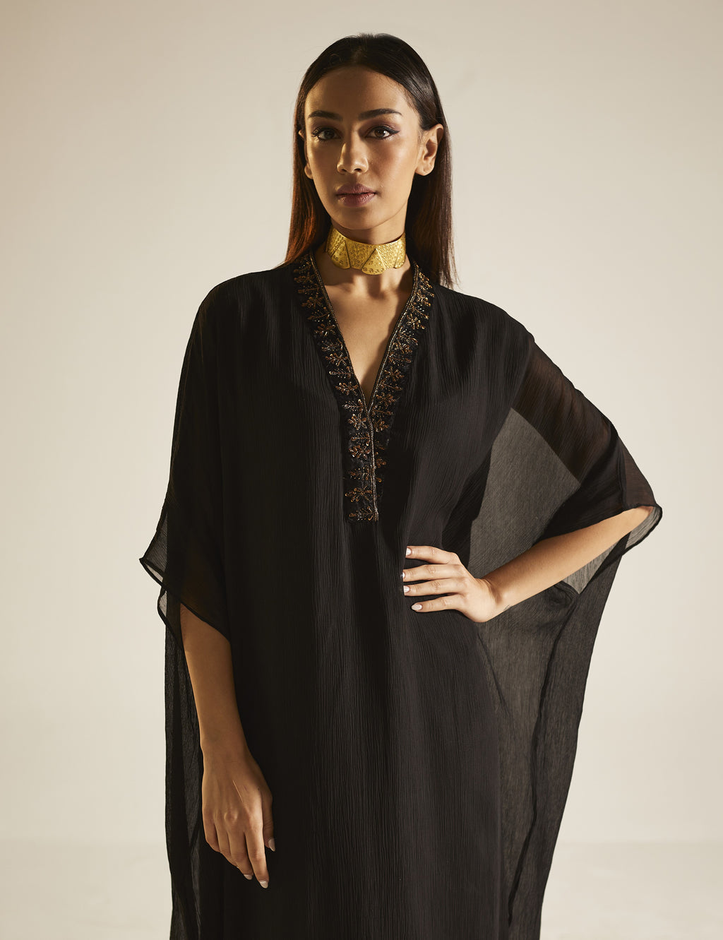 Kaftan in Black Chiffon