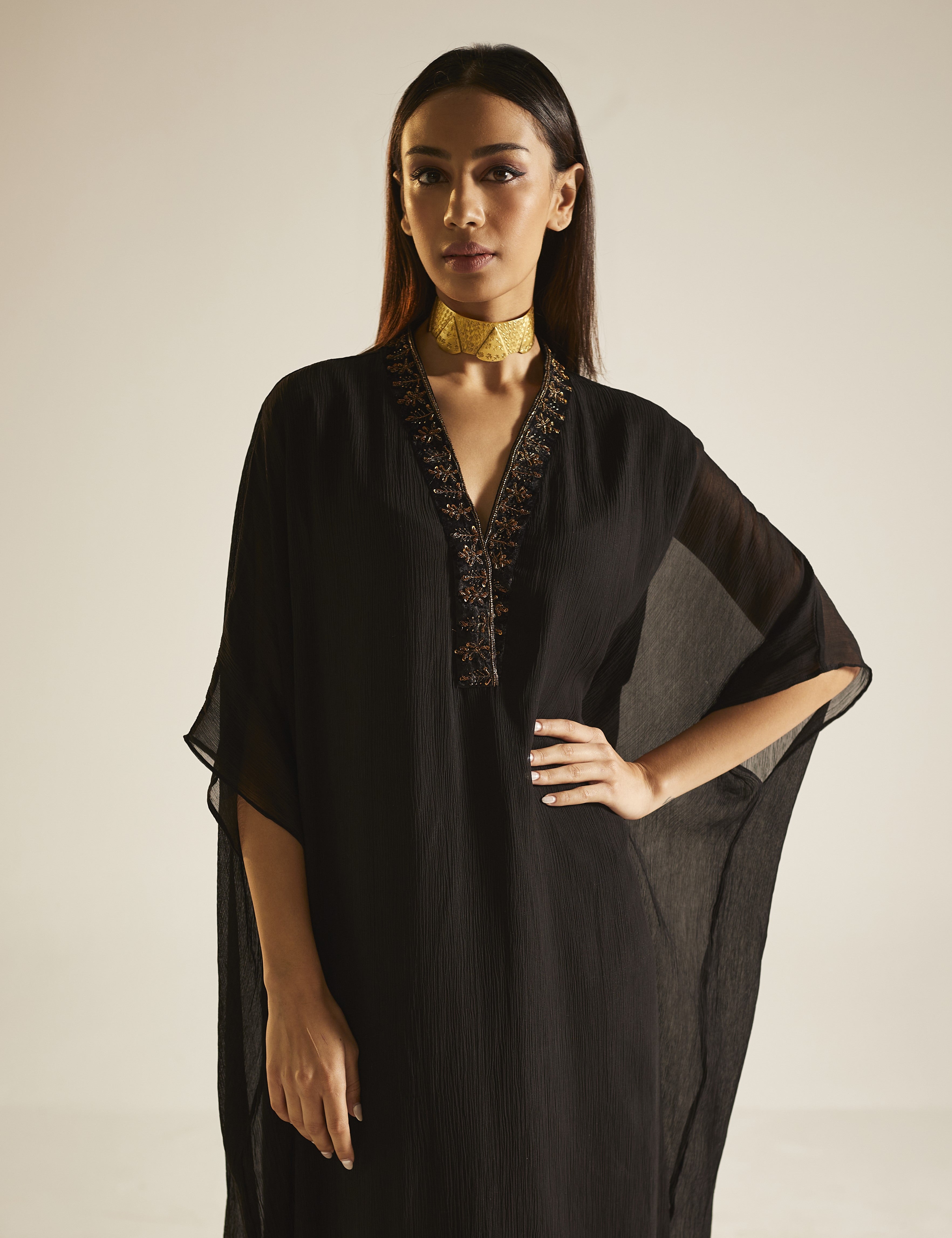Kaftan in Black Chiffon