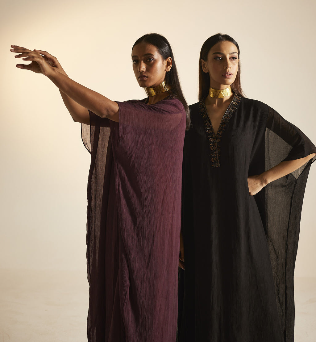 Kaftan in Wine Chiffon