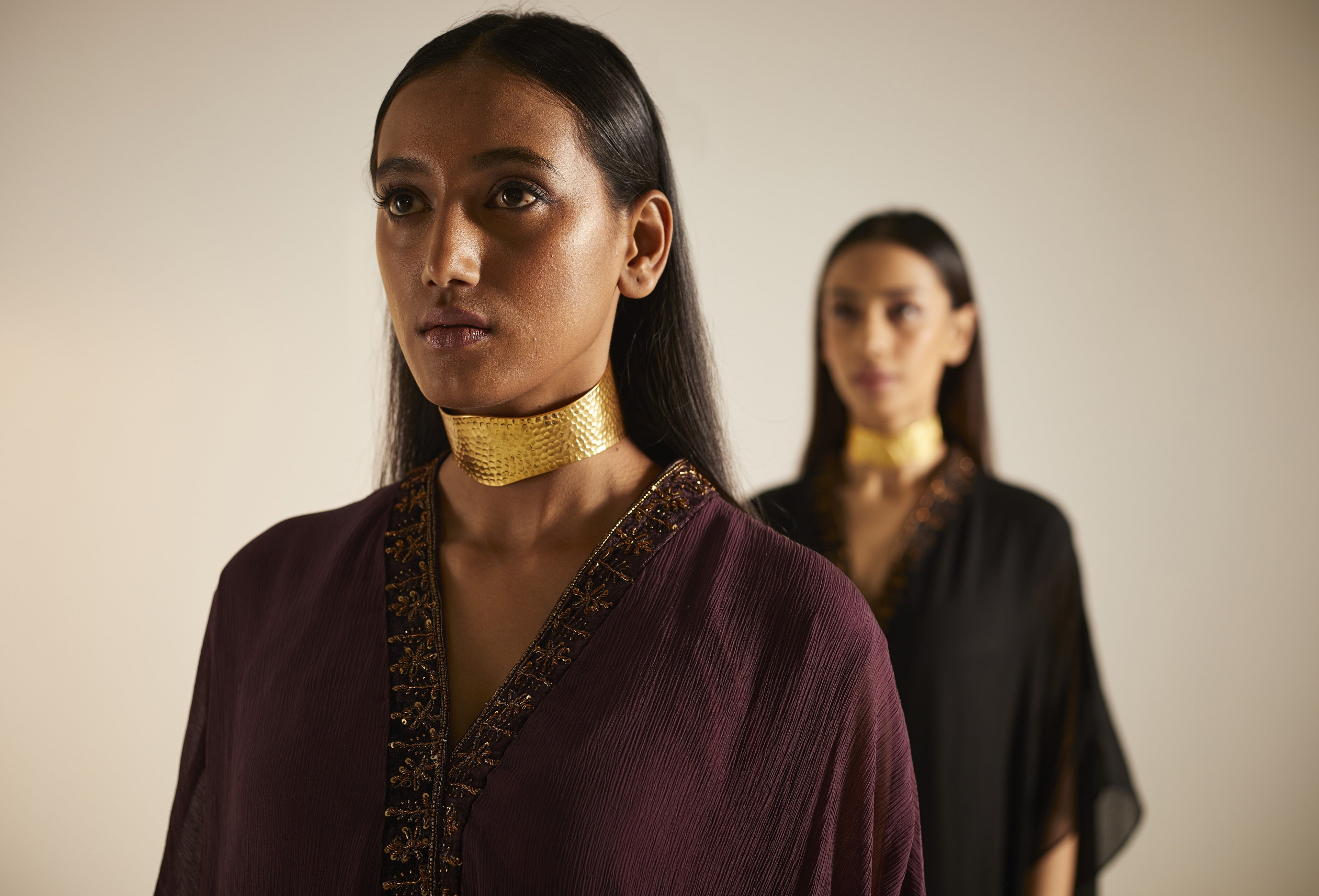 Kaftan in Wine Chiffon