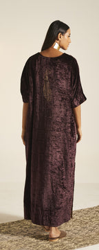 Shahi Kaftan in Wine Velvet