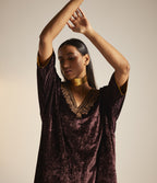 Shahi Kaftan in Wine Velvet