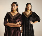 Shahi Kaftan in Wine Velvet