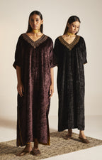 Shahi Kaftan in Wine Velvet