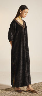 Shahi Kaftan in Black Velvet
