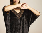 Shahi Kaftan in Black Velvet
