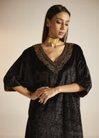 Shahi Kaftan in Black Velvet