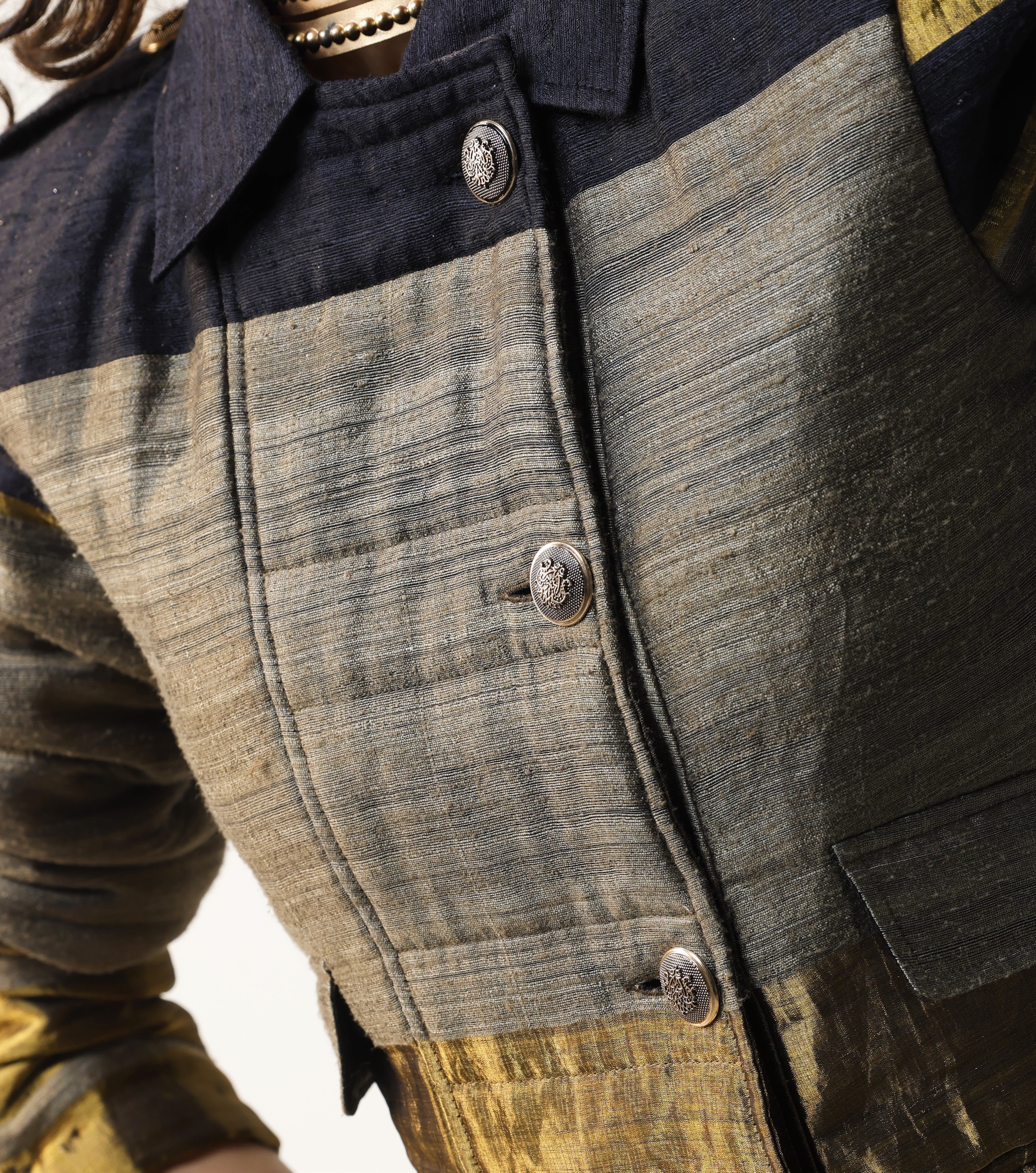 MJ jacket in Black & Gold Handwoven Silk