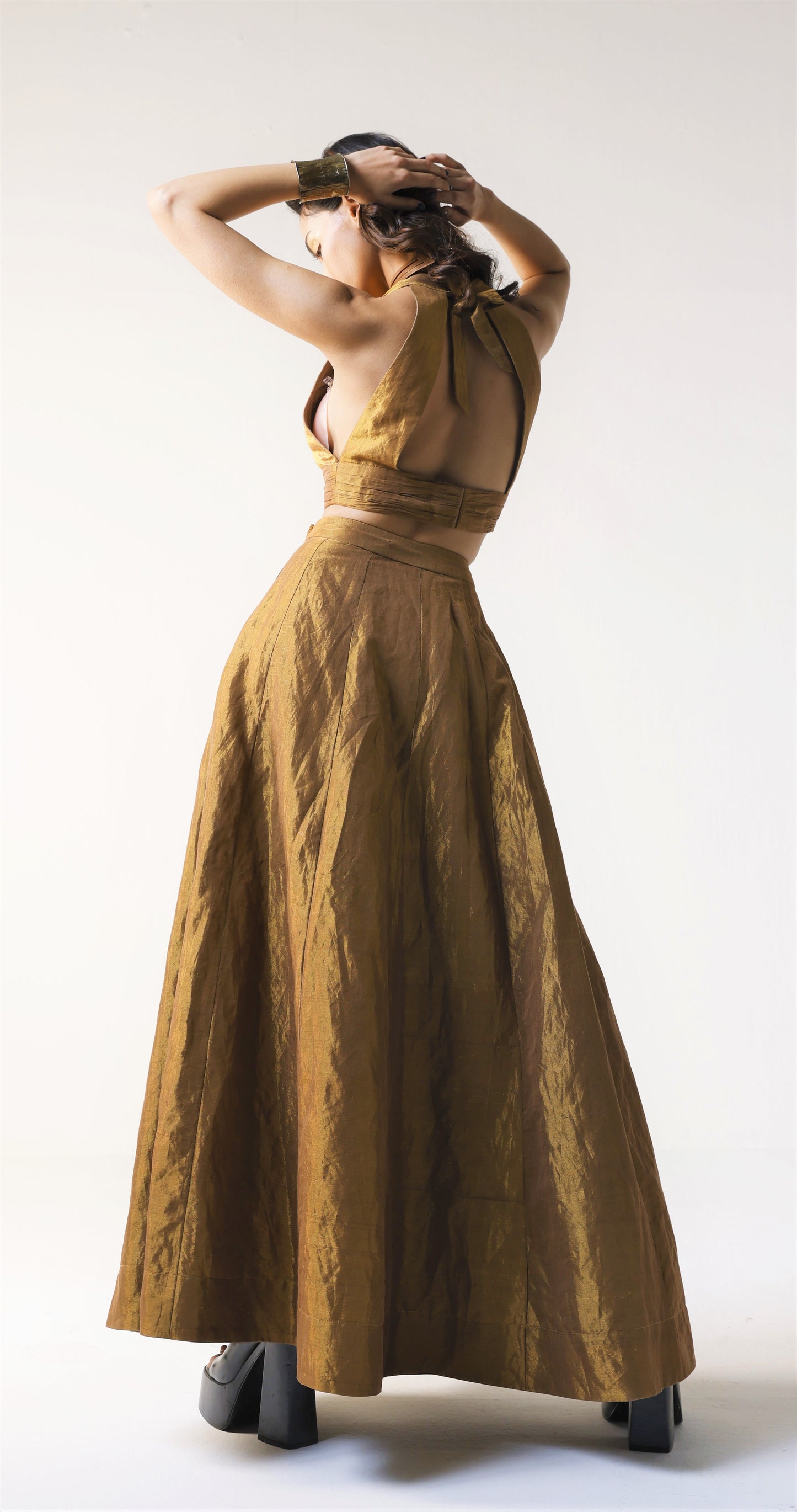 Panels Skirt in Copper gold Tissue