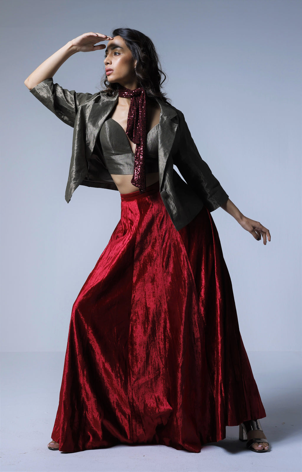 Blazer in Silver grey Tissue