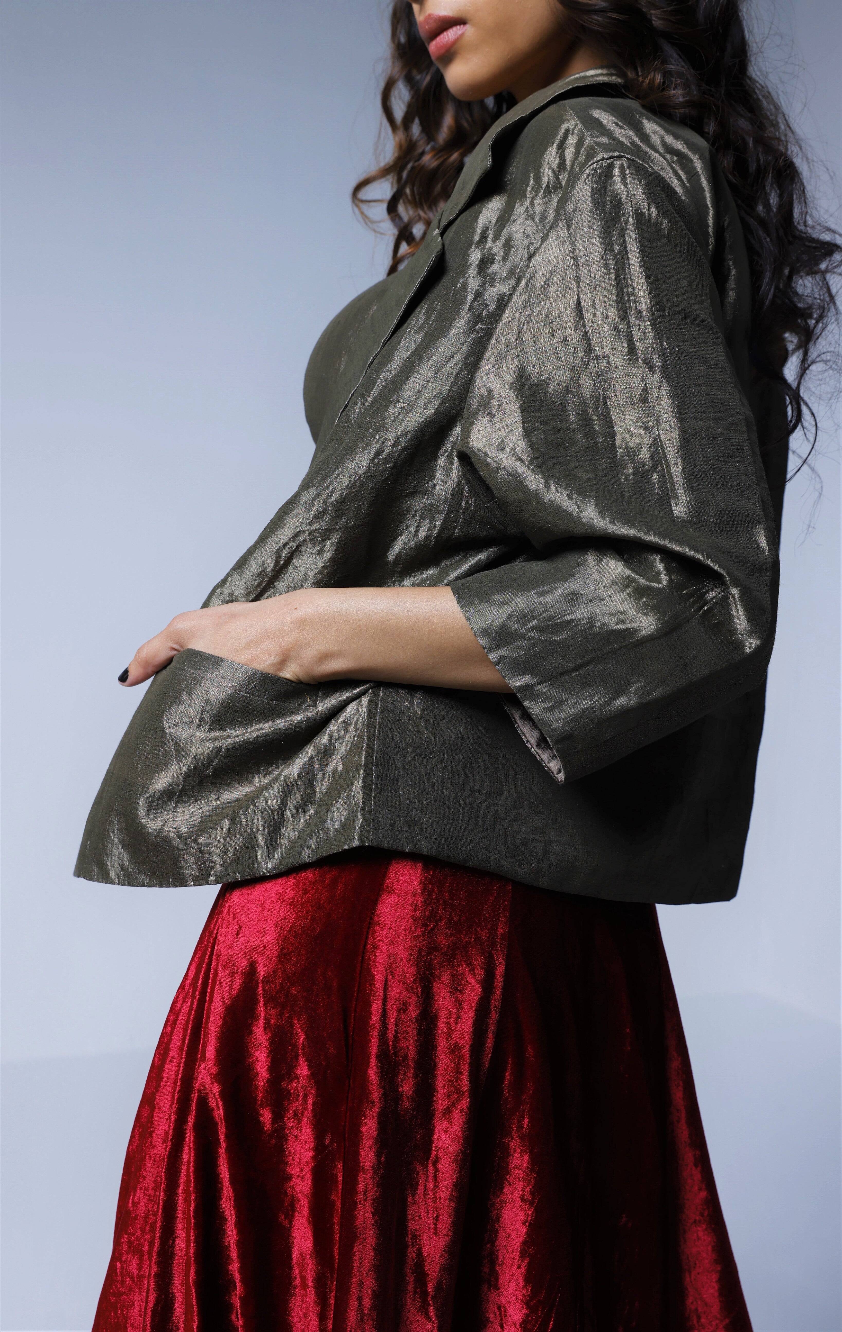 Blazer in Silver grey Tissue