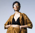 Oversized Blazer & Cigarette Pants in Table checks Copper Tissue