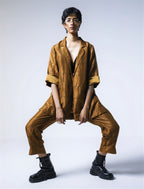 Oversized Blazer & Cigarette Pants in Table checks Copper Tissue