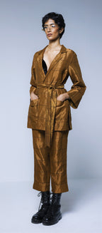 Oversized Blazer & Cigarette Pants in Table checks Copper Tissue